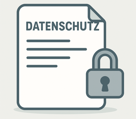 Bild zum Datenschutz angedeutetes Papier mit dem Wort Datenschutz und ein Schloss